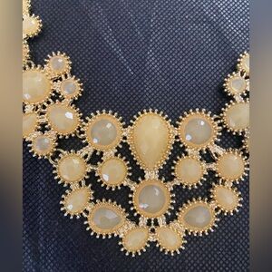 YELLOW Gemstone Statement Necklace with Gold Chain